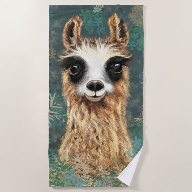 Toalha De Praia Funny Alpaca Beach Towel (Frente)