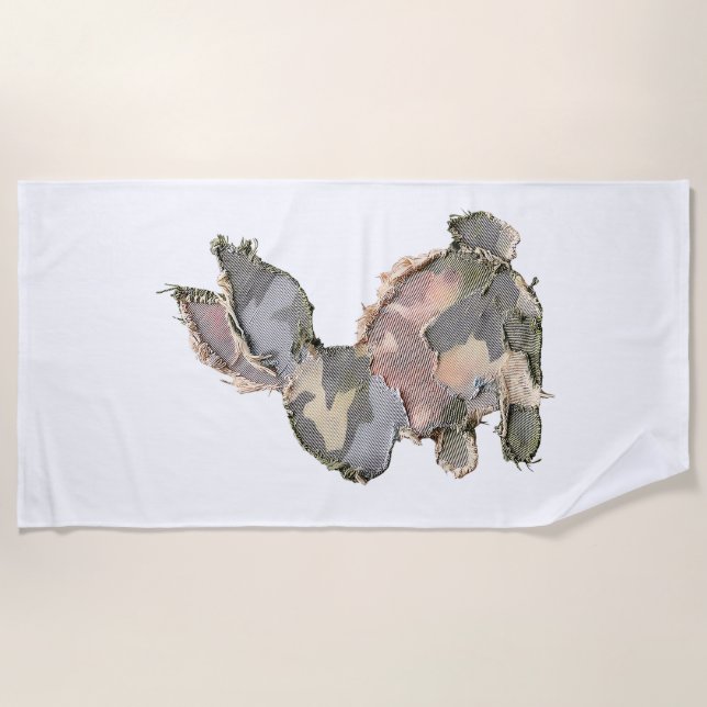 Toalha De Praia Funny Bunny Crochet Patchwork Camo Rabbit Happy Ea (Frente)