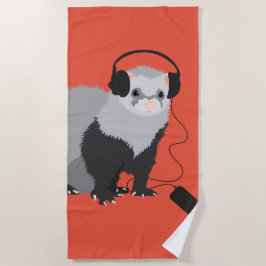 Toalha De Praia Funny Ferret Music Lover
