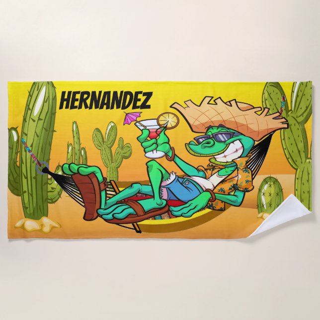Toalha De Praia Funny Southwest Iguana Beach Towel (Frente)