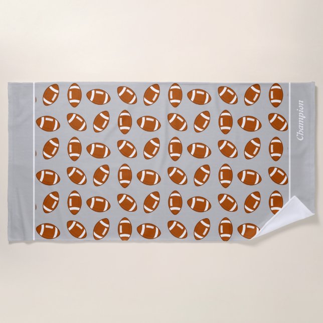 Toalha De Praia Futebol Americano Elegante em Cinzas (Frente)