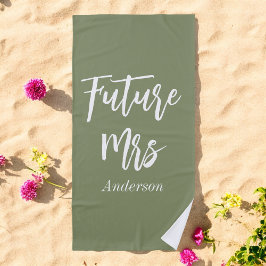 Toalha De Praia Futura Sra. Noiva Sage Green Despedida de Solteira