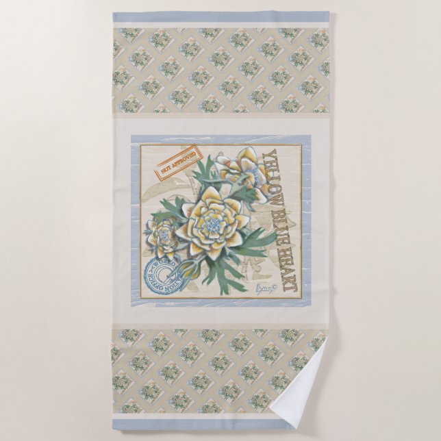 Toalha De Praia G Criação de floração amarela (Frente)