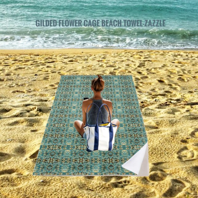 Toalha De Praia Gaiola de Flor Dourada (Criador carregado)