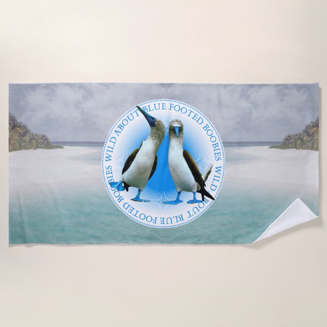 Toalha De Praia Galápagos Souvenir Blue Foot Boobies Beach Towe (Frente)
