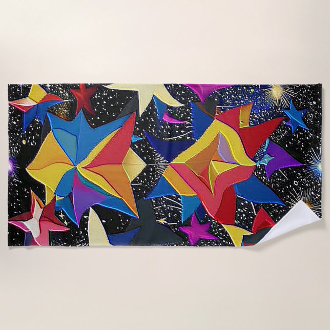 Toalha De Praia Galaxy paradise - Vibrant Abstract Starry Night (Frente)