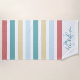 Toalha De Praia Gamas de Monograma Costeiro Coloridas