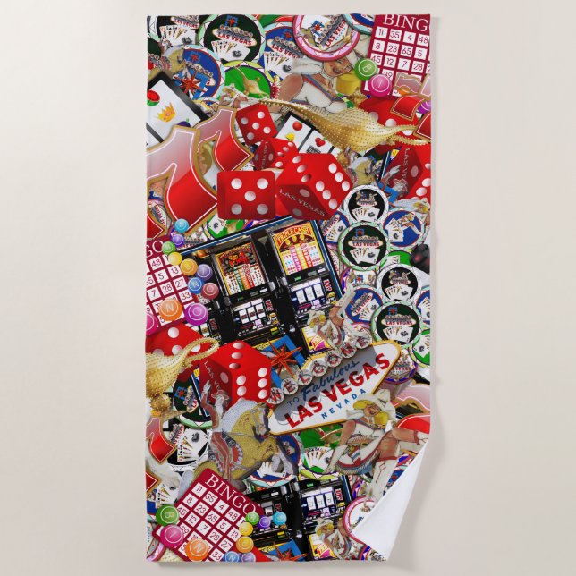 Toalha De Praia Gamblers Delight - Ícones de Las Vegas (Frente)