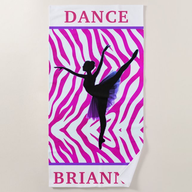 Toalha De Praia Garotas Rosa Zebra Ballerina Dancer Beach Towel (Frente)