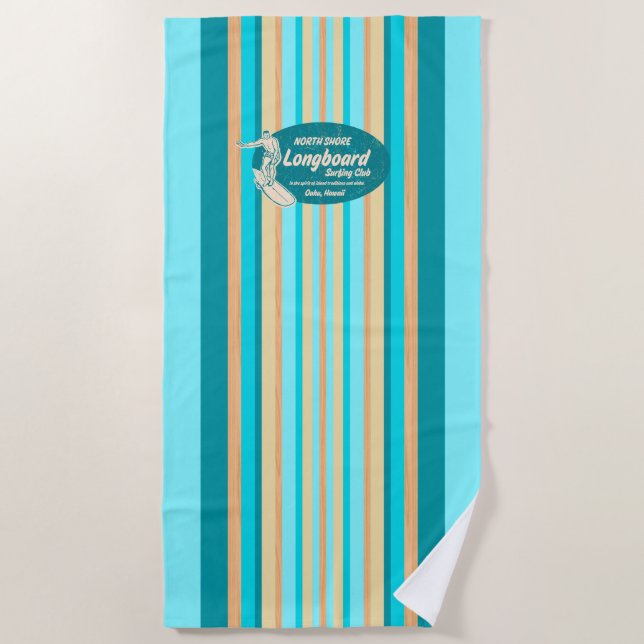 Toalha De Praia Gasoduto Surfboard Hawaiian Striped - Aqua (Frente)