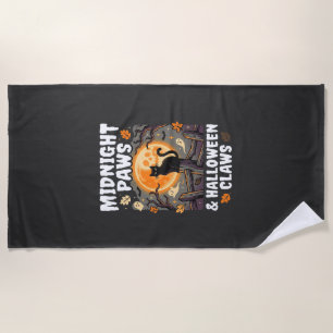 Toalha De Praia Gatinho de Halloween Lua Travessura