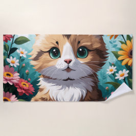 Toalha De Praia Gatinhos e Flores