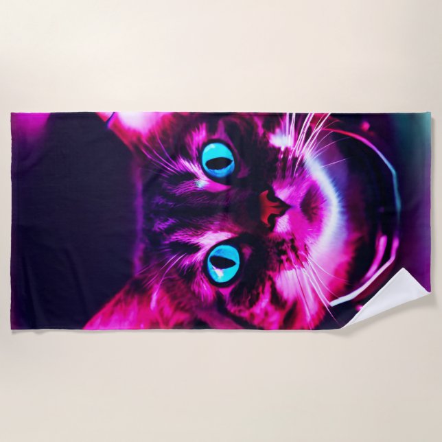 Toalha De Praia gato astronauta (Frente)