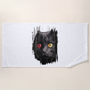 Toalha De Praia Gato bonito de tecido rasgado - Camisa T de Gatos