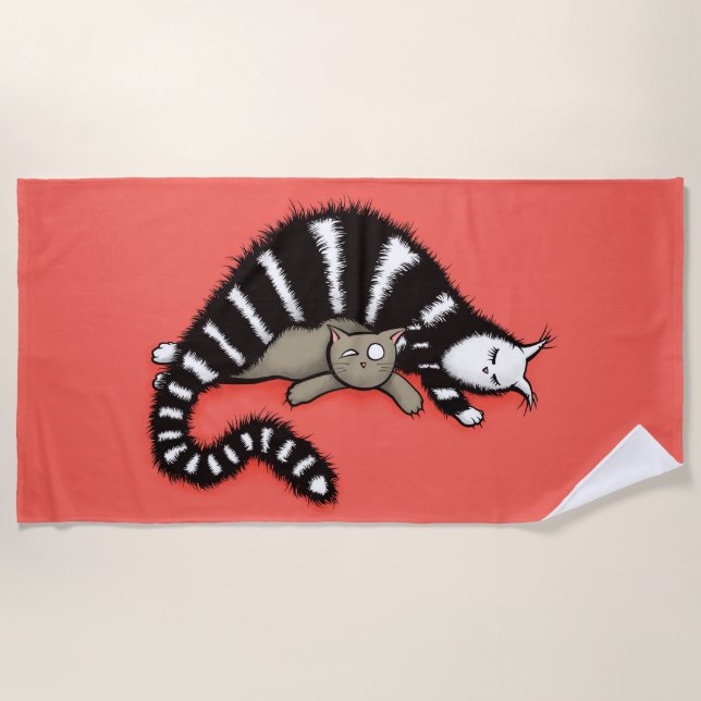 Toalha De Praia Gato Bonito Mãe Ama Família (Frente)