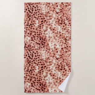 Toalha De Praia Gato Bonito, Rosa Dourado, Leopardo