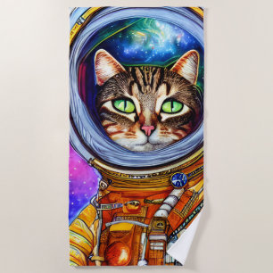 Toalha De Praia Gato de Astronauta Engraçado Whimsical