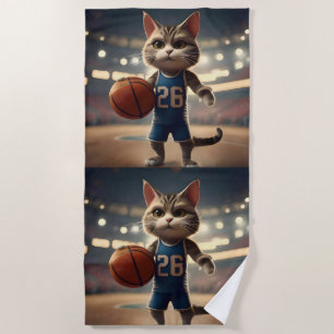 Toalha De Praia Gato de basquete,