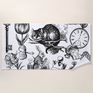 Toalha De Praia Gato de Cheshire clássico alice no país das maravi