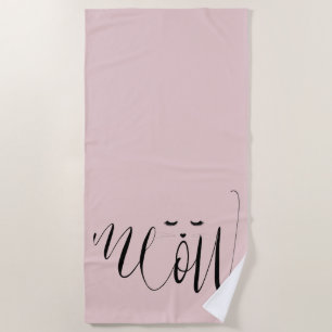 Toalha De Praia Gato de Maçã Rosa Esbranquiçado