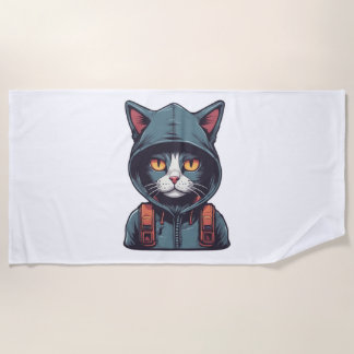 Toalha De Praia gato giro vestindo um sanduíche verde