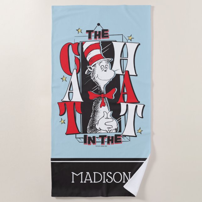 Toalha De Praia Gato no Chapéu | Texto &B (Frente)