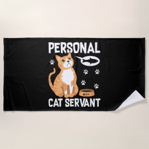 Toalha De Praia Gato Pessoal Engraçado, Servo de Aquarela