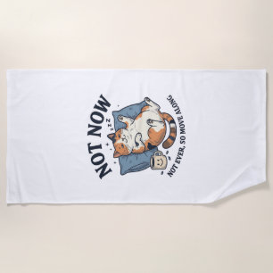 Toalha De Praia Gato Preguiçoso Não Agora Gravura Vintage Design d