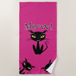Toalha De Praia Gato Preto Caprichoso Miau!