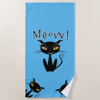 Toalha De Praia Gato Preto Caprichoso Miau!