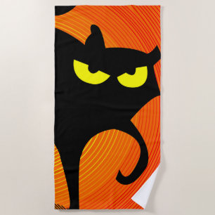 Toalha De Praia Gato Preto com Olhos Amarelos