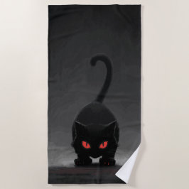 Toalha De Praia Gato Preto com Olhos Vermelhos – Arte Minimalista 