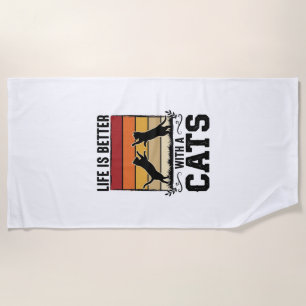Toalha De Praia Gatos Antigos Citação Design Retro pôr do sol Aman