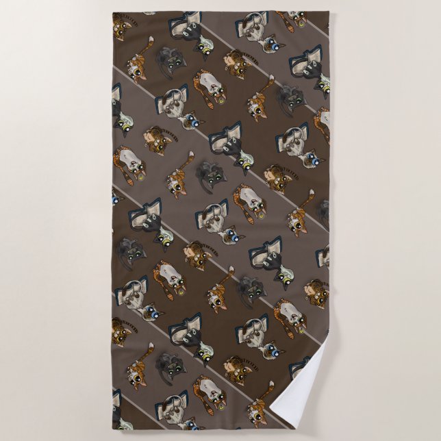 Toalha De Praia Gatos De Estudo Úteis (Frente)