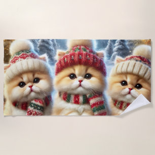 Toalha De Praia Gatos de gatinho em decoração festiva de Natal e N