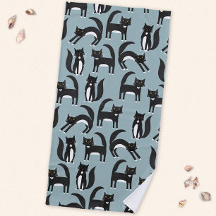Toalha De Praia Gatos de Tuxedo preto e branco