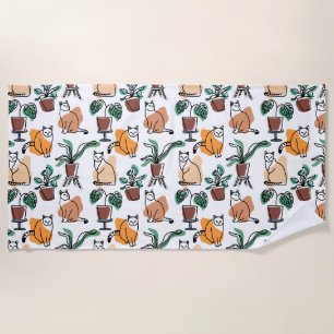 Toalha De Praia Gatos e flores para desenho de linhagens