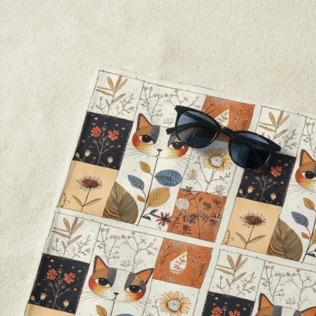 Toalha De Praia Gatos Modernos De Corte Do Século Médio Artístico (In Situ)