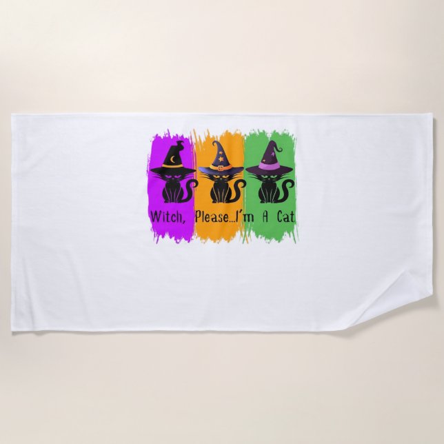 Toalha De Praia Gatos Negros Em Chapéus De Bruxas Essencial (Frente)