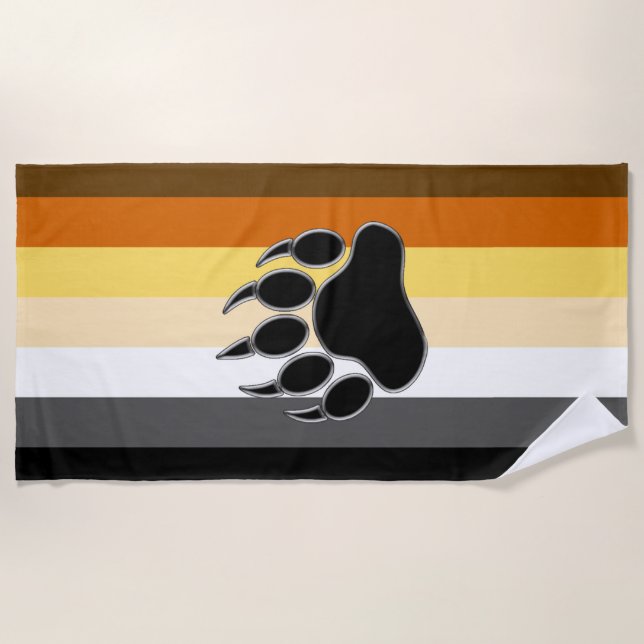 Toalha De Praia Gay com bandeira do orgulho Urso (Frente)
