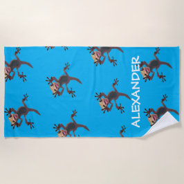 Toalha De Praia Gecko Lizard Light Blue, Encantado Engraçado, Nome