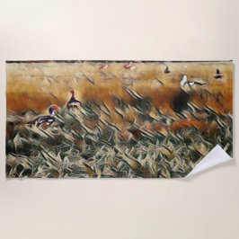 Toalha De Praia Geese e Duck Roam Art