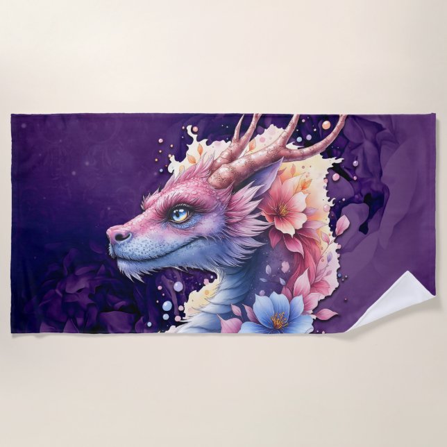 Toalha De Praia Gentle Guardian Dragon.  (Frente)