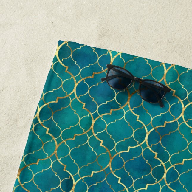 Toalha De Praia Geometria do Ouro Emerald (In Situ)