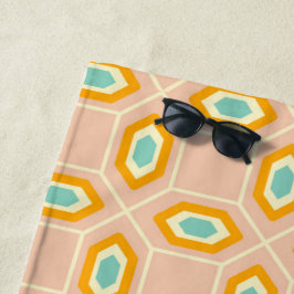 Toalha De Praia Geometric pattern in blue and orange diamond shape