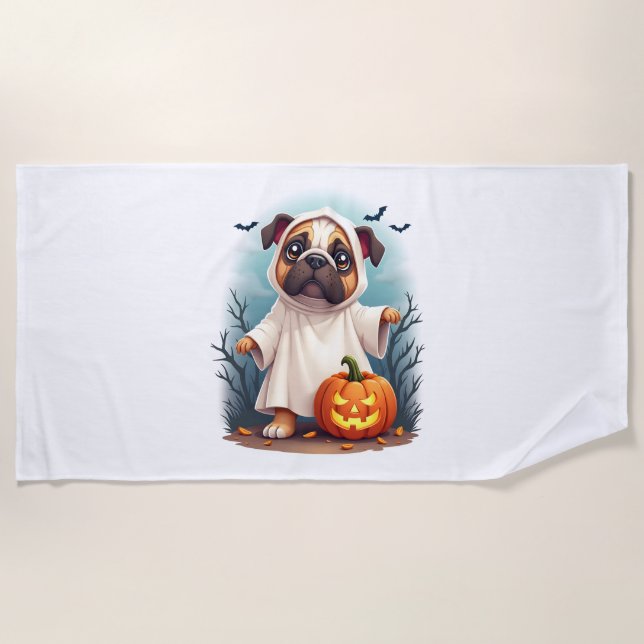 Toalha De Praia Ghost Bulldog Boo (Frente)
