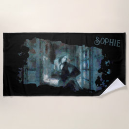 Toalha De Praia Ghost Girl in Blue – Haunting Surreal Art