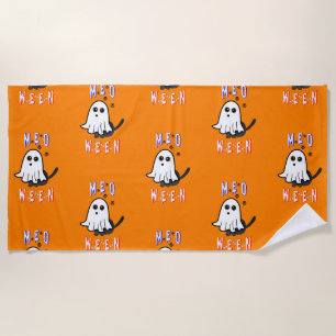 Toalha De Praia Ghost Kitten 31 Cat USA Outubro Halloween