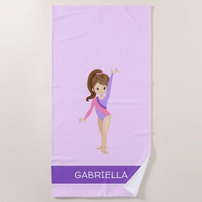 Toalha De Praia Ginástica personalizada roxo (Frente)