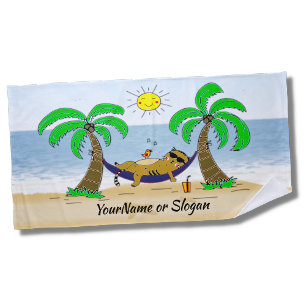 Toalha De Praia Ginger Cat em Hammock com Palm Trees Sand & Ocean